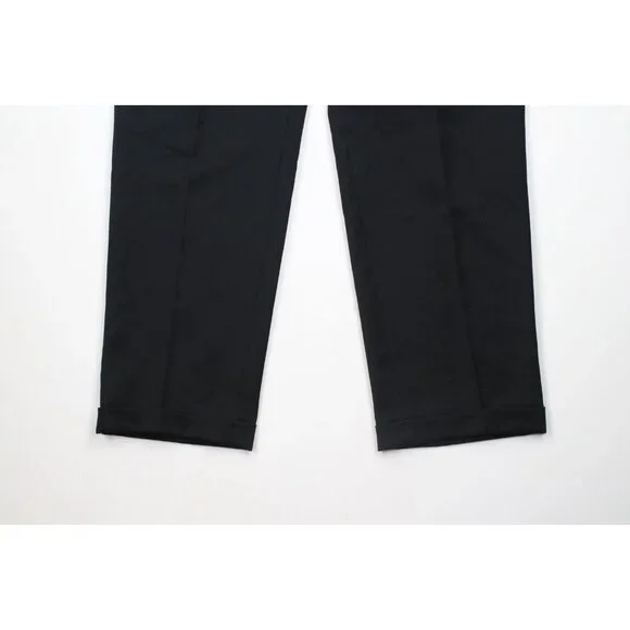 Vintage 90s Streetwear Mens 32x32 Pleated Cuffed Wide Leg Wool Chino Pants Black